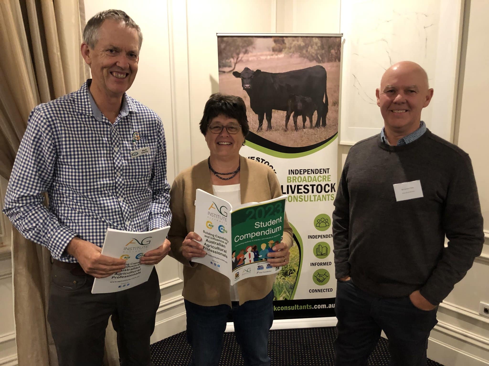 2023 Student Compendium Major Funding Partners and Sponsors, Mark Stanley, Ag Ex Alliance and AIR-EP, Jenny Davidson, Scientific Officer, SAGIT , and Lyndon May, Southern Technical Services Manager, Elders