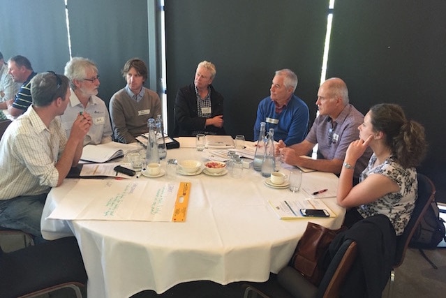 Project farm advisers and researchers in a discussion session at the sixth and final advisers workshop held in Adelaide